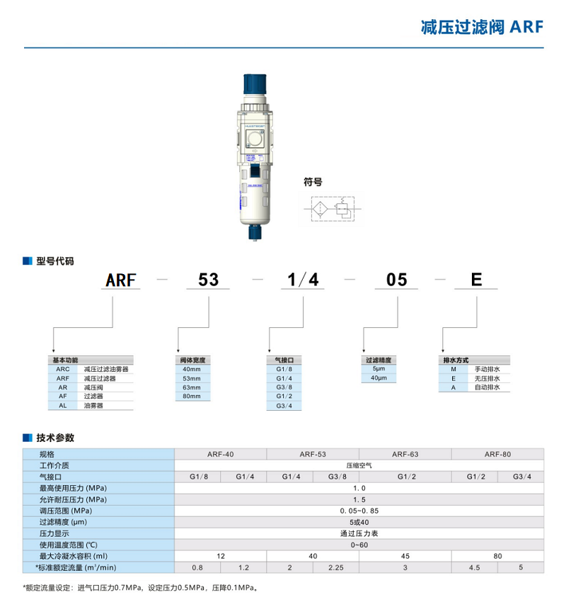 氣動(dòng)控制減壓過濾閥ARF-53-1/4-05-E(ARF)系列(圖3)
