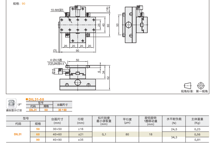 標(biāo)準(zhǔn)型DIL31手動(dòng)位移滑臺(tái)(圖5)
