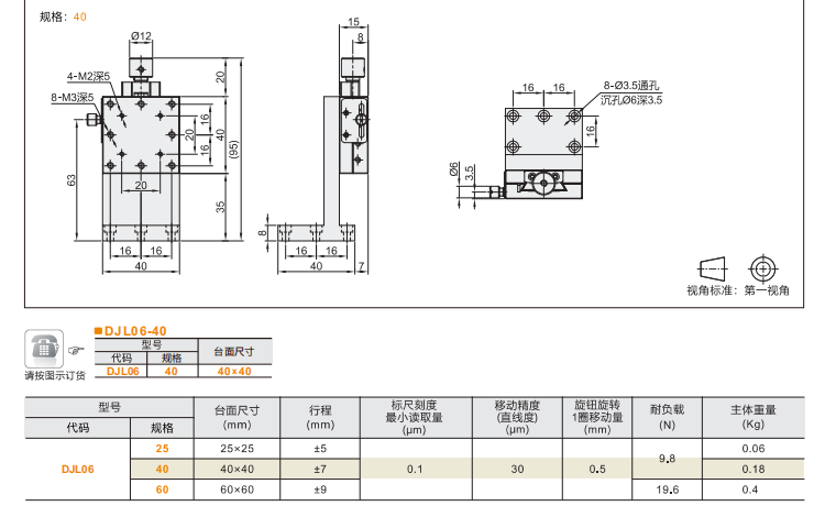 進給絲杠驅(qū)動型DJL01/DJL06手動位移臺(圖6)